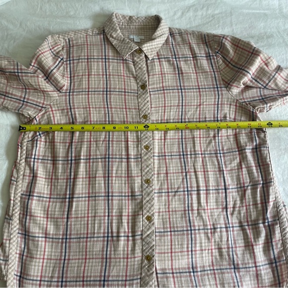 J Jill Double Layer Cotton Flannel Long Sleeve Button Down Tunic - Picture 15 of 15